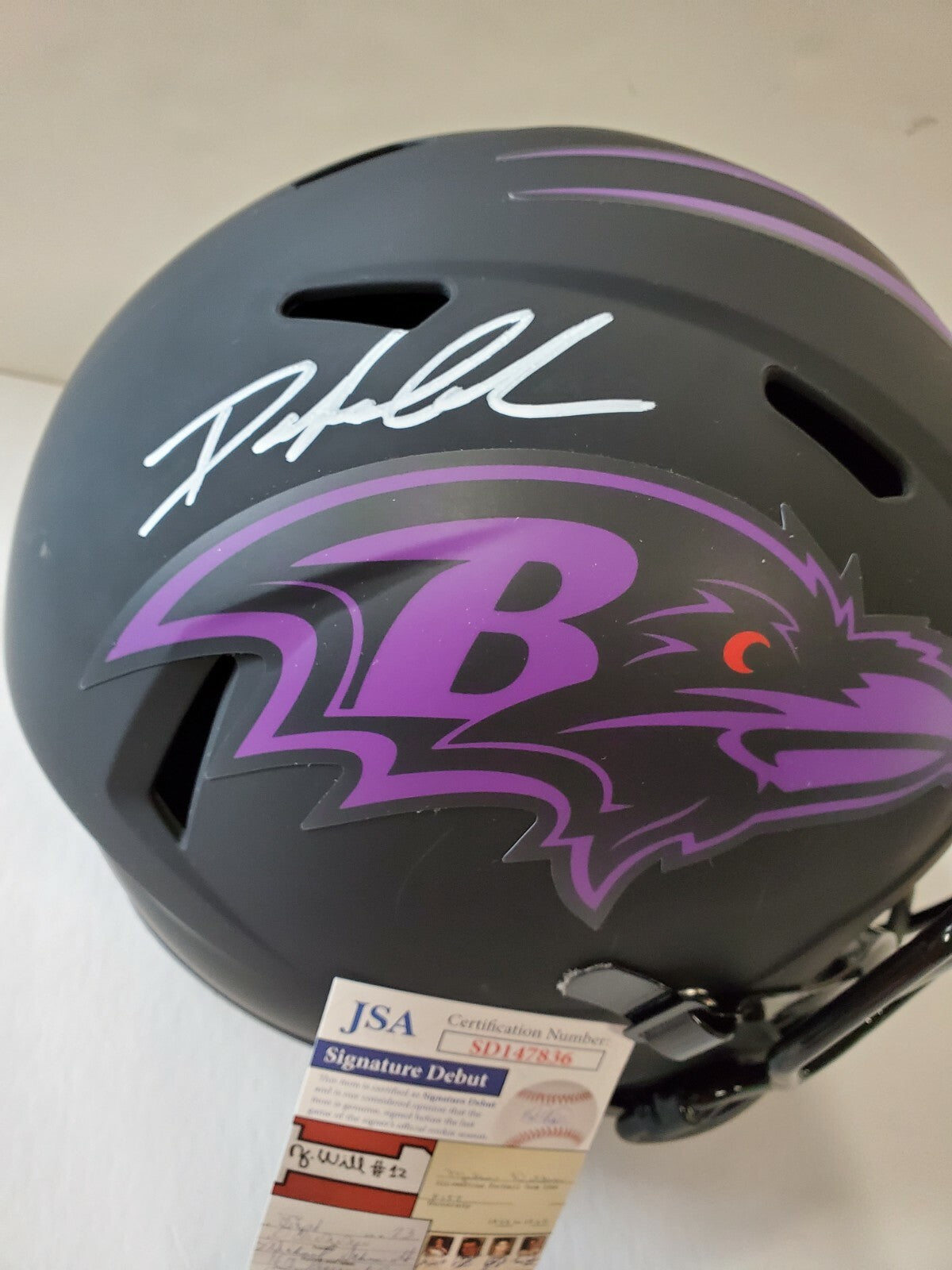 Baltimore Ravens Odafe Oweh Signed Full Size Eclipse Replica Helmet Jsa Coa