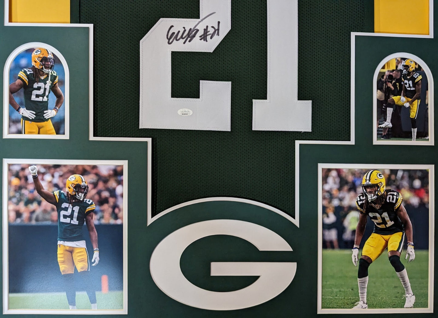 Framed Green Bay Packers Eric Stokes Autographed Signed Jersey Jsa Coa