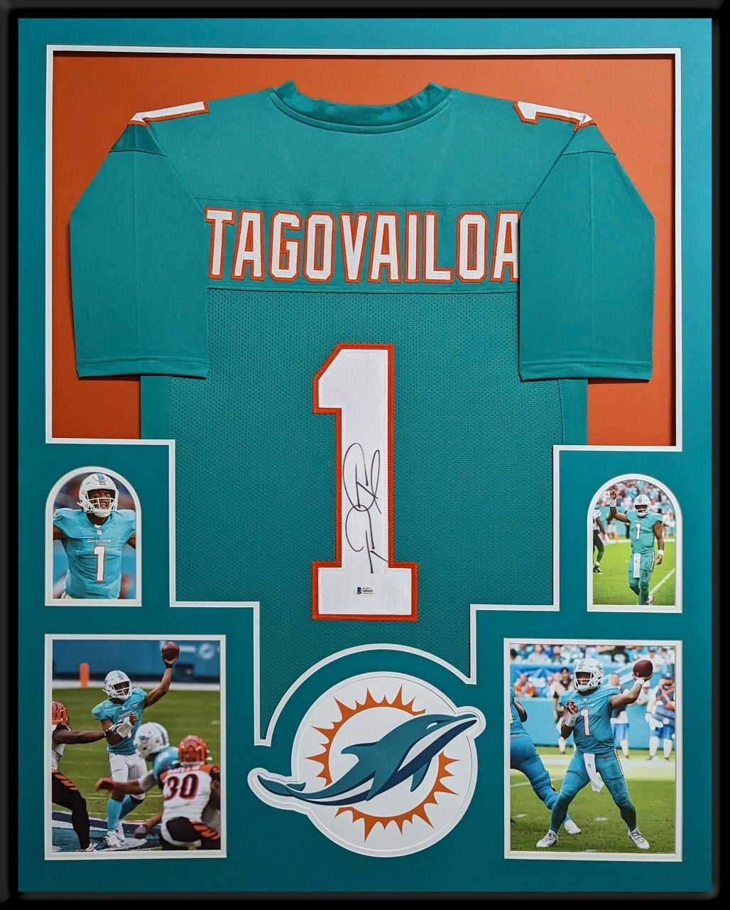 Framed Miami Dolphins Tua Tagovailoa Autographed Signed Jersey Beckett Coa