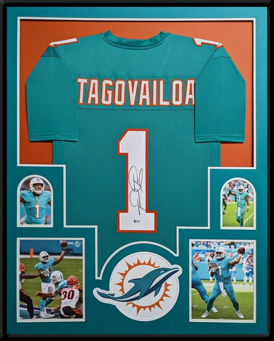 Framed Miami Dolphins Tua Tagovailoa Autographed Signed Jersey Beckett Coa