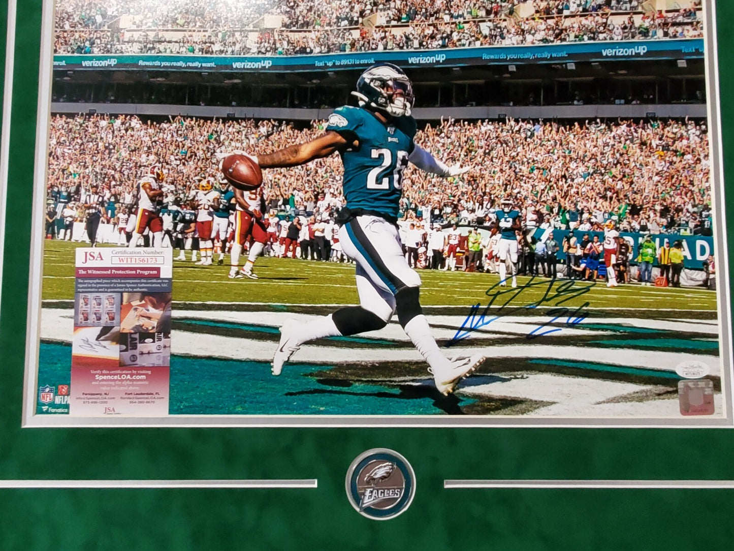 Philadelphia Eagles Miles Sanders Framed Autographed Signed 16X20 Photo Jsa Coa
