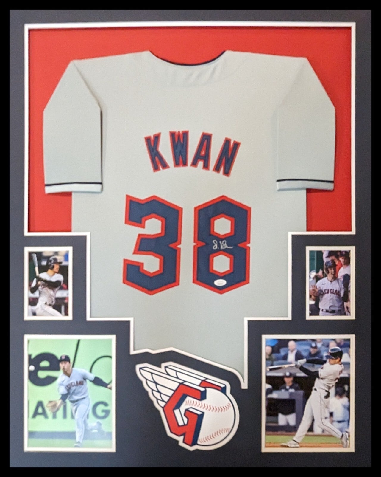 Framed Cleveland Guardians Steven Kwan Autographed Signed Jersey Jsa Coa