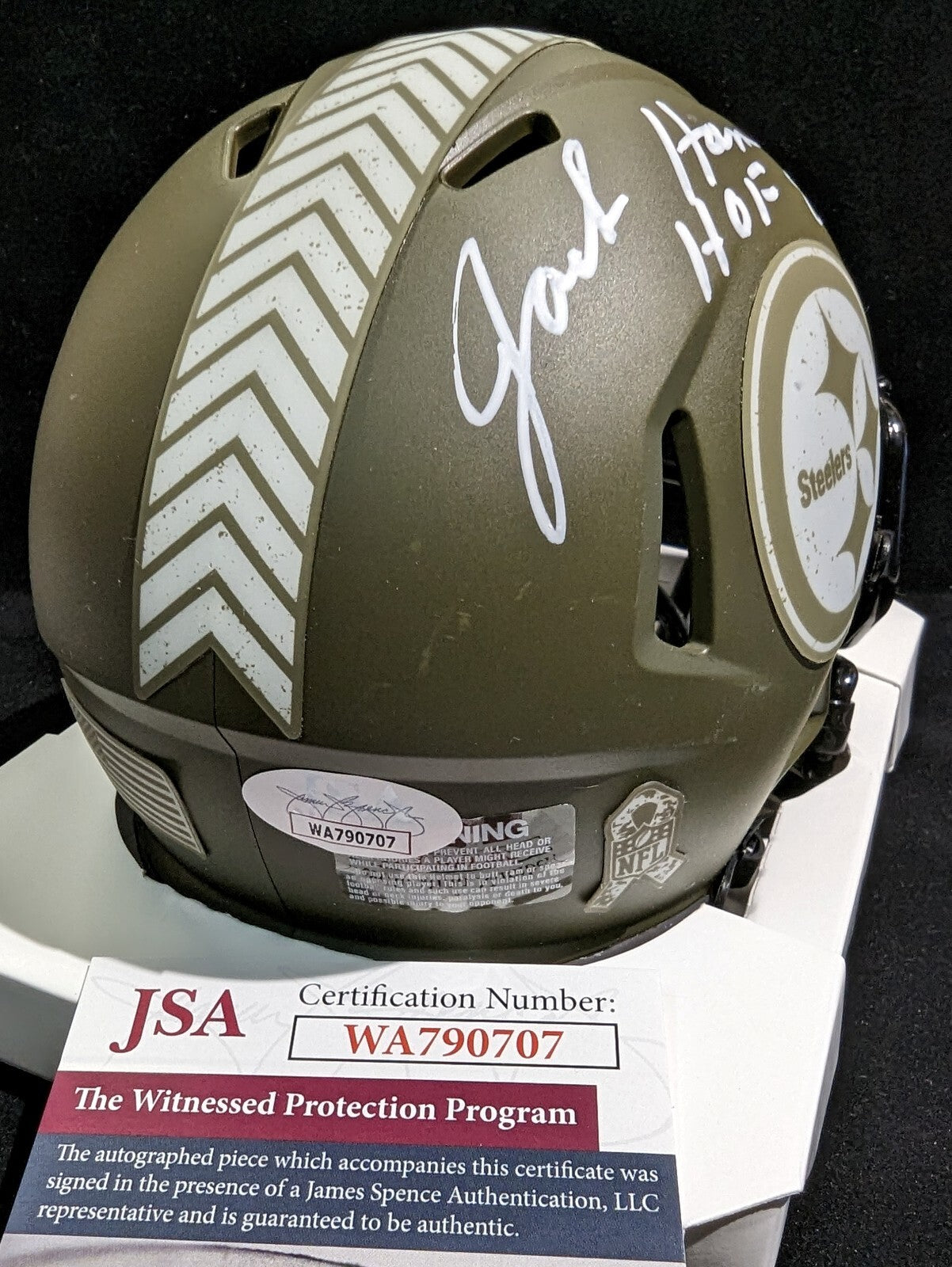 Pittsburgh Steelers Jack Ham Signed Inscribed Salute Mini Helmet Jsa Coa