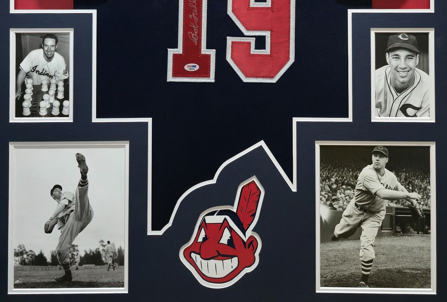 Framed Cleveland Indians Bob Feller Autographed Jersey Psa Coa