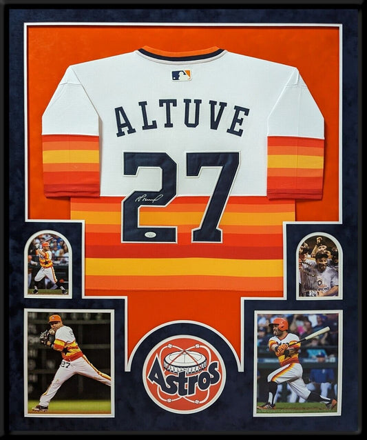 MVP Authentics Suede Framed Houston Astros Jose Altuve Autographed Signed Jersey Jsa Coa 900 sports jersey framing , jersey framing