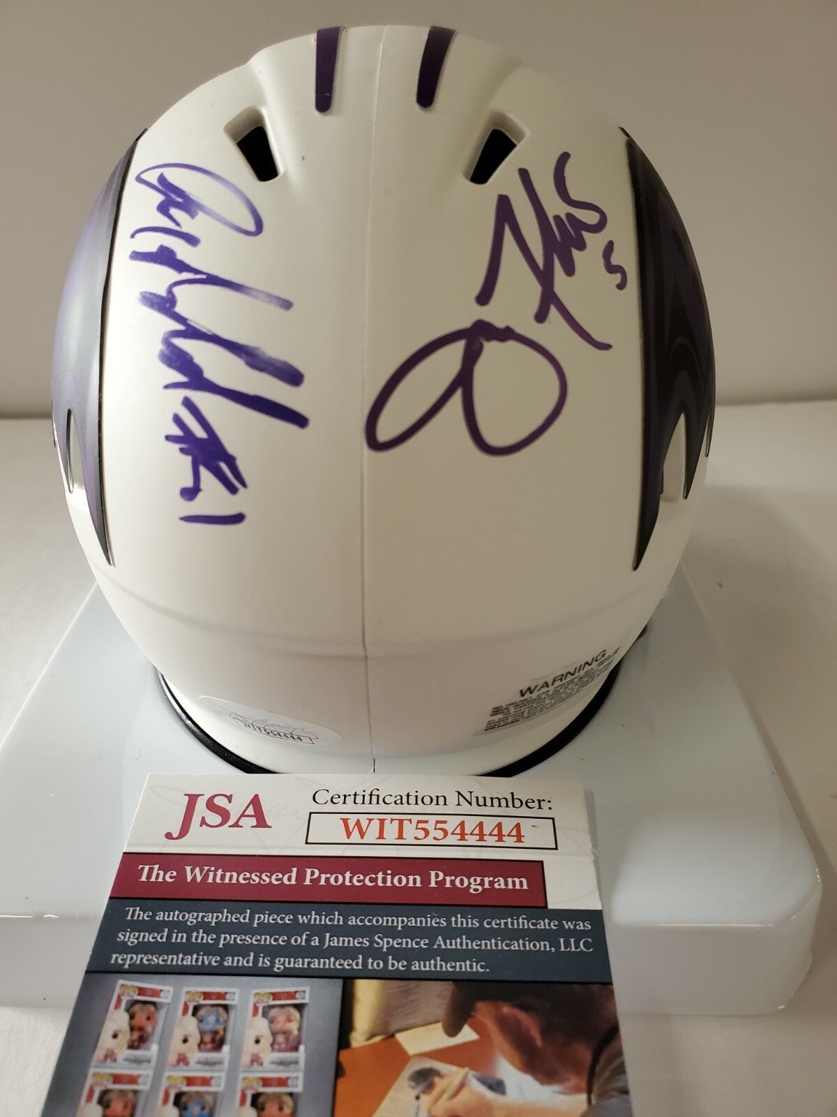 Baltimore Ravens Joe Flacco Anquan Boldin Dual Signed Lunar Mini Helmet Jsa Coa