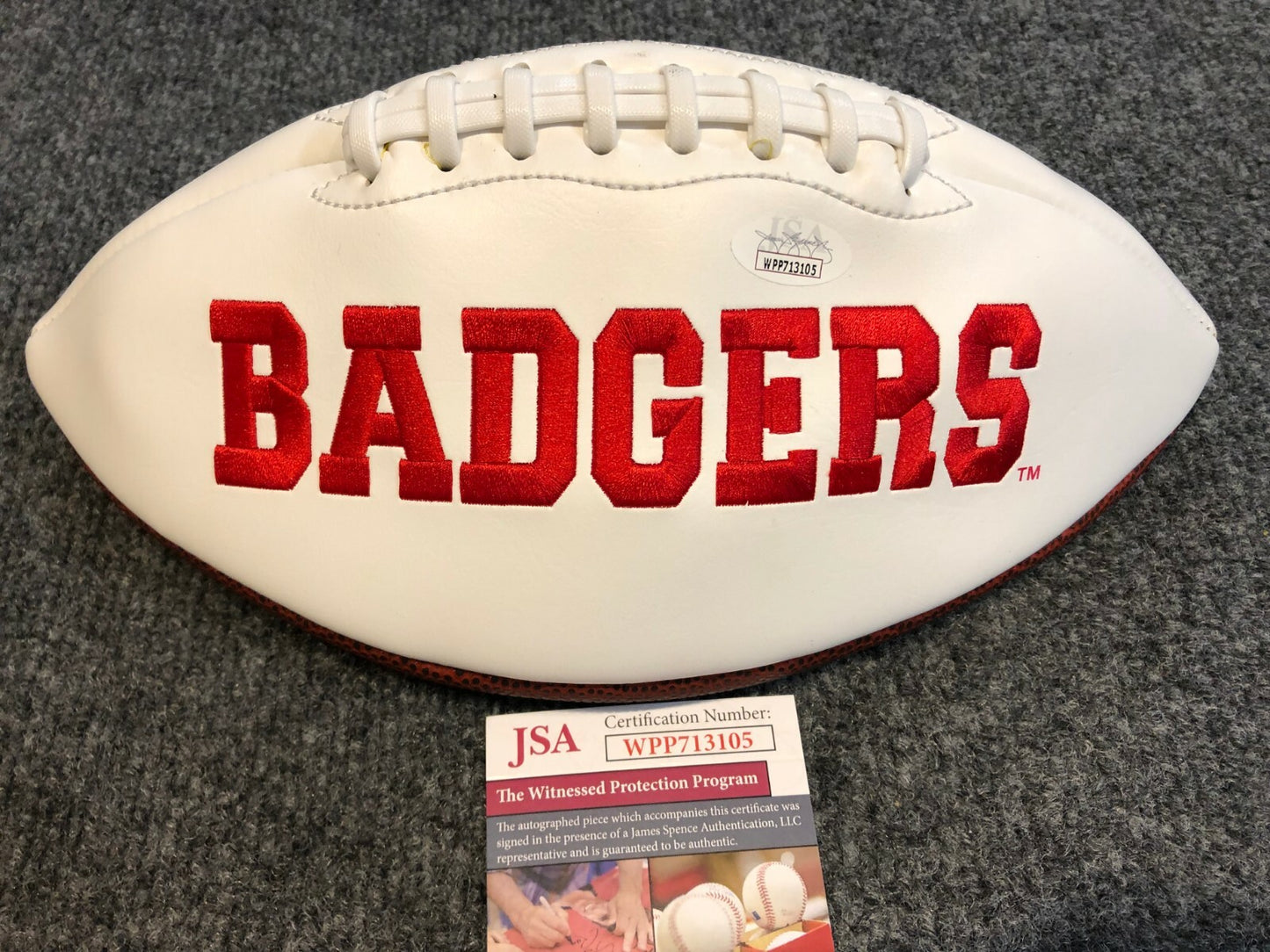 Wisconsin Badgers Troy Fumagalli Autographed Signed Logo Football Jsa Coa