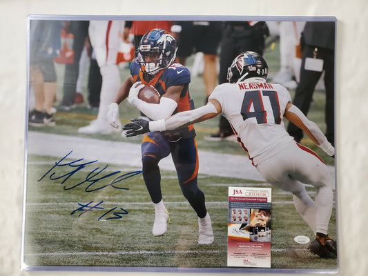 Kj Hamler Autographed Signed Denver Broncos 16X20 Photo Jsa Coa