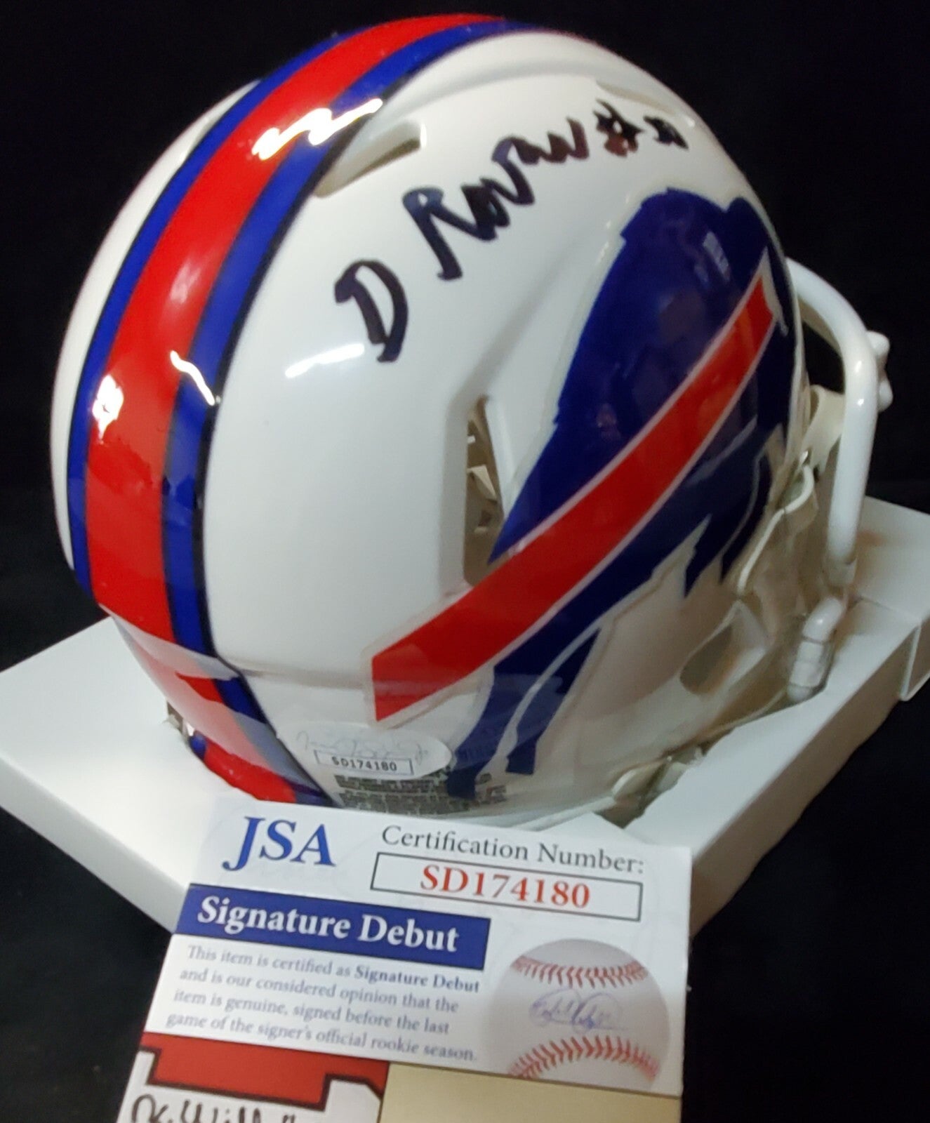 Buffalo Bills Gregory Rousseau Signed In Black Speed Mini Helmet Jsa Coa