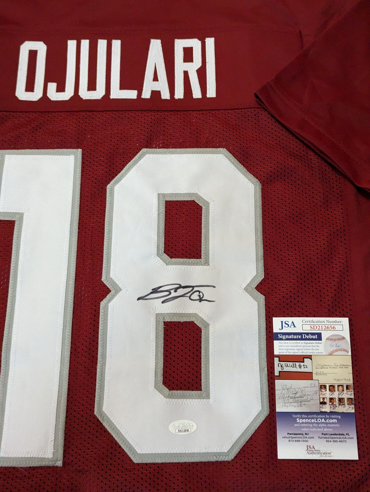 Arizona Cardinals Bj Ojulari Autographed Signed Jersey Jsa Coa