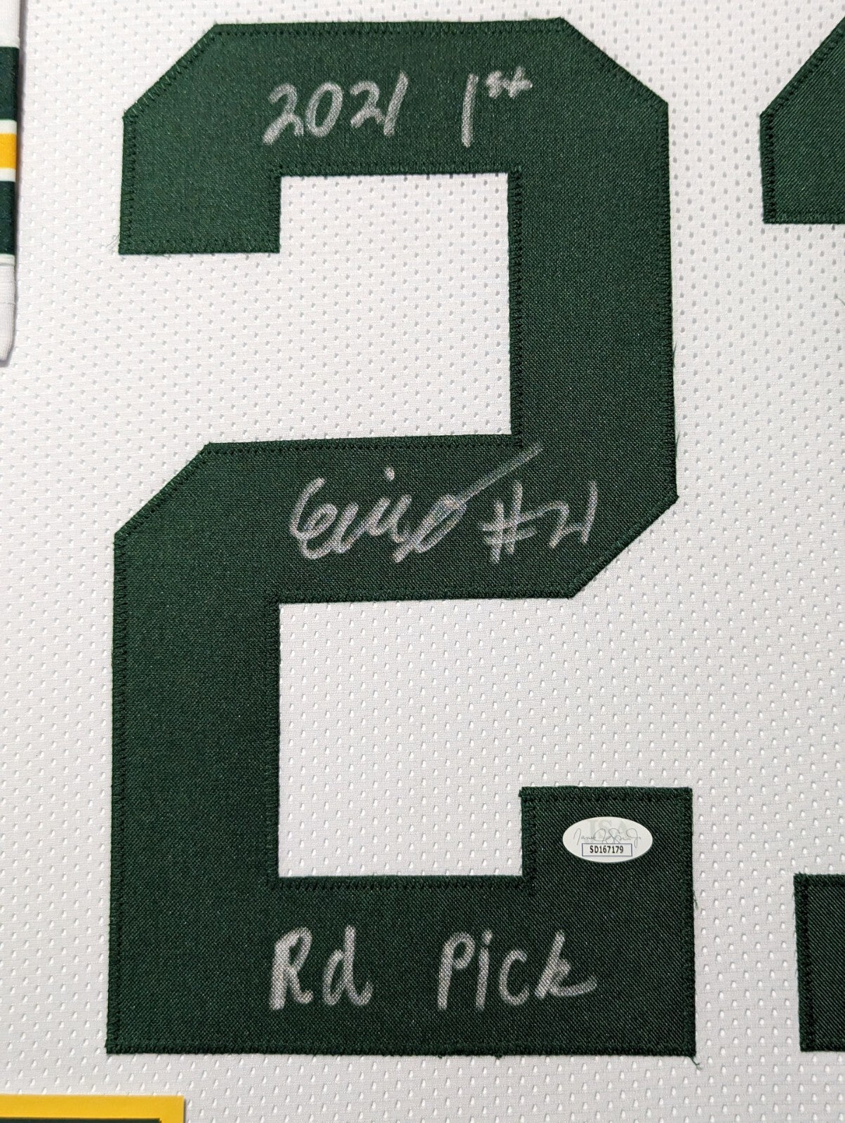 Framed Green Bay Packers Eric Stokes Autographed Signed Inscribed Jersey Jsa Coa