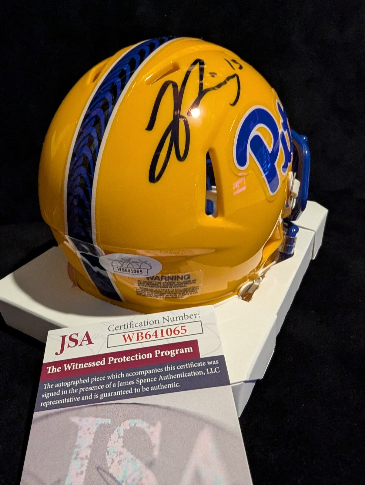 Pitt Panthers Jason Pinnock Signed Speed Mini Helmet Jsa Coa