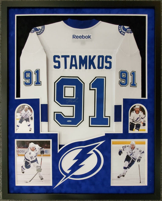 MVP Authentics Framed Steven Stamkos Autographed Tampa Bay Lightning Jersey Upper Deck Coa 899.10 sports jersey framing , jersey framing