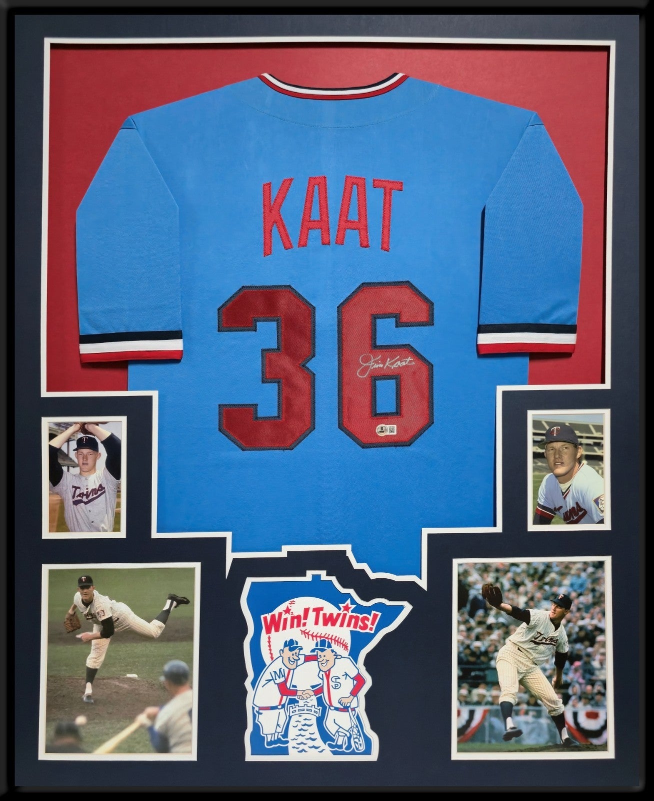 Custom Framed Minnesota Twins Jim Kaat Autographed Signed Jersey Beckett Holo