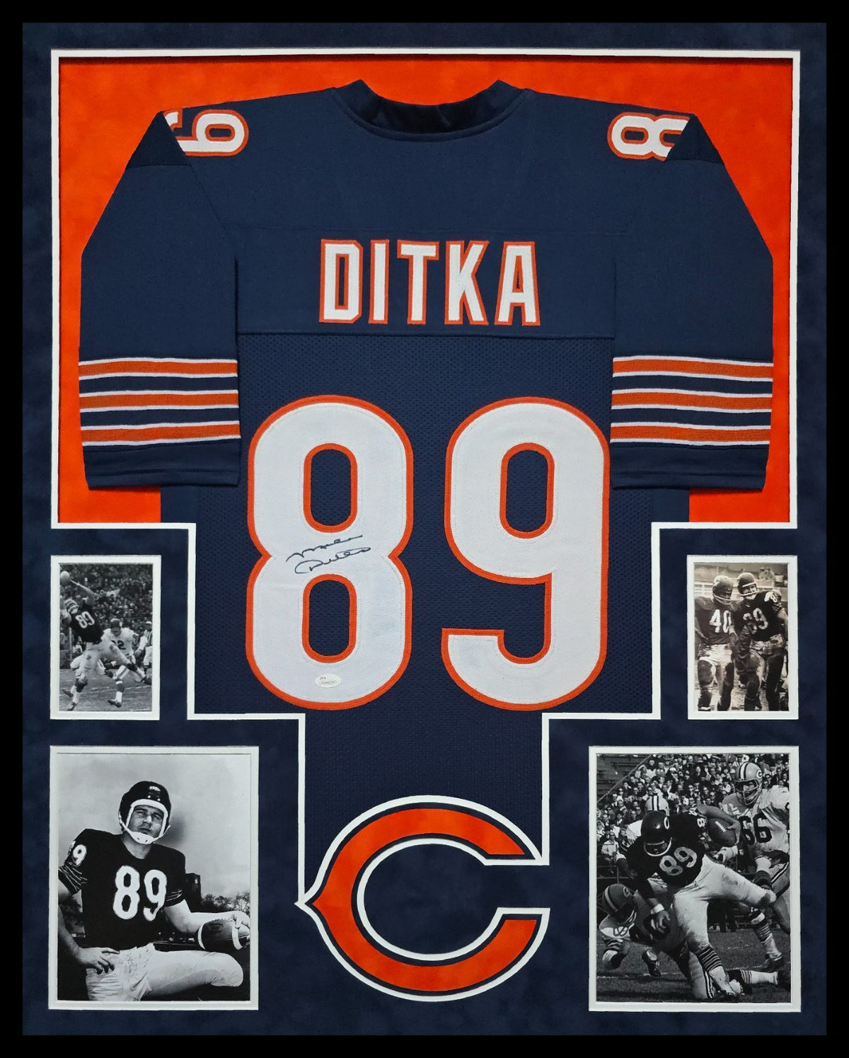 Suede Framed Chicago Bears Mike Ditka Autographed Signed Jersey Jsa Coa