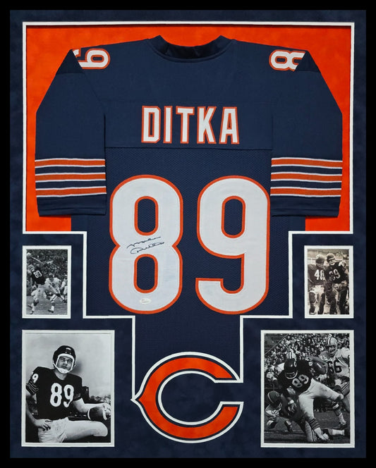 Suede Framed Chicago Bears Mike Ditka Autographed Signed Jersey Jsa Coa