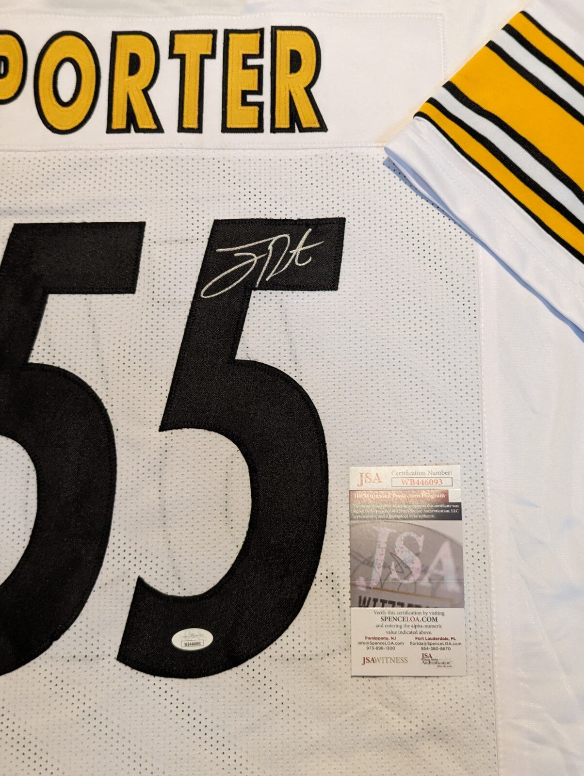 Pittsburgh Steelers Joey Porter Sr Autographed Signed Jersey Jsa Coa