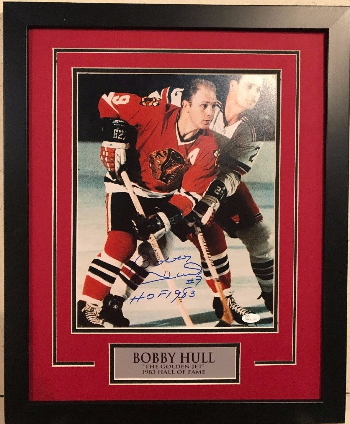 Framed Signed Inscribed Bobby Hull Chicago Blackhawks 11X14 Photo Jsa Coa