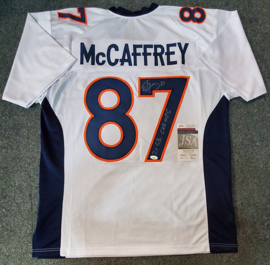 Denver Broncos Ed Mccaffrey Autographed Signed Inscribed Jersey Jsa  Coa