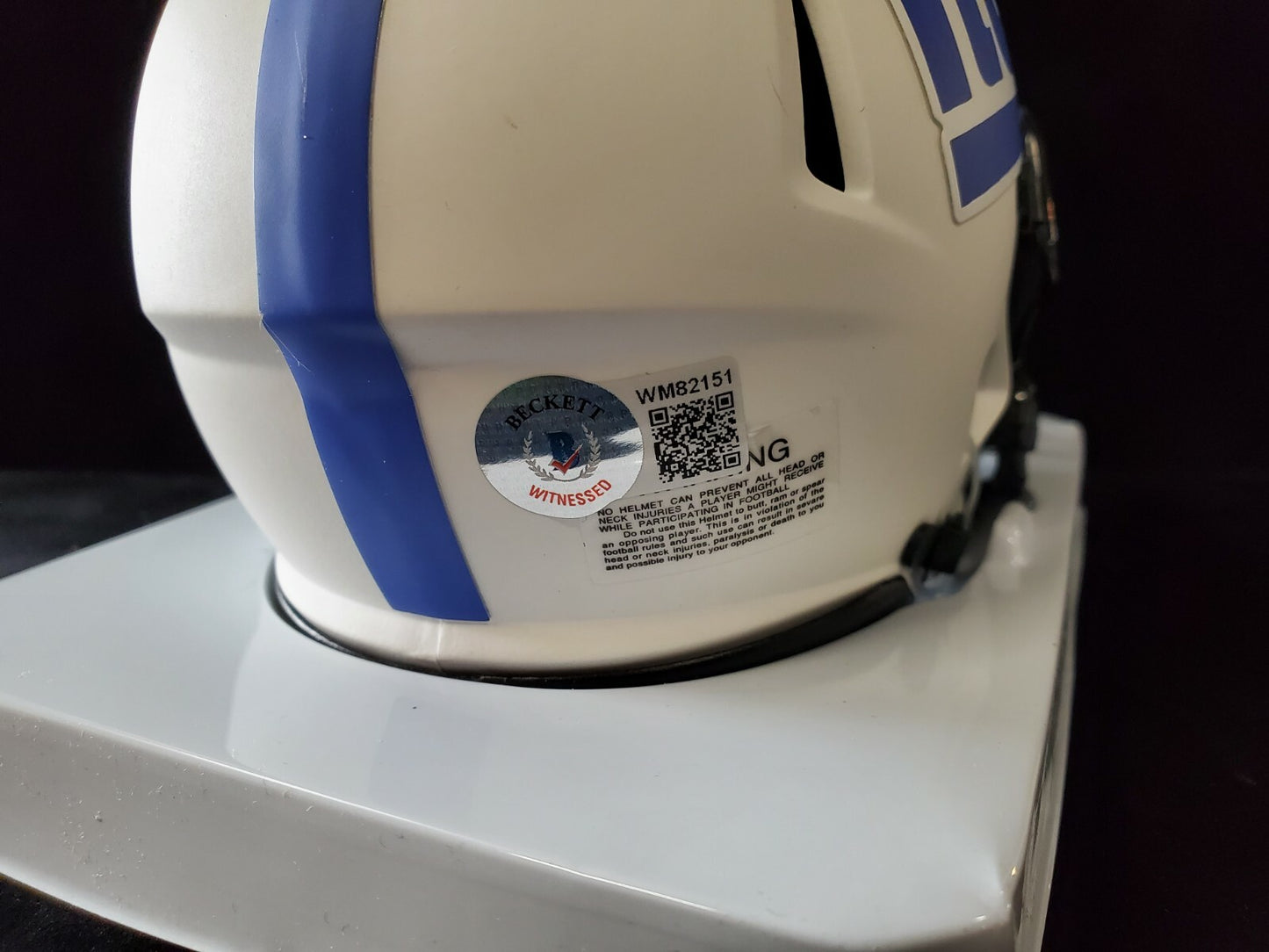 Daniel Jones Autographed Signed New York Giants Lunar Mini Helmet Beckett Holo