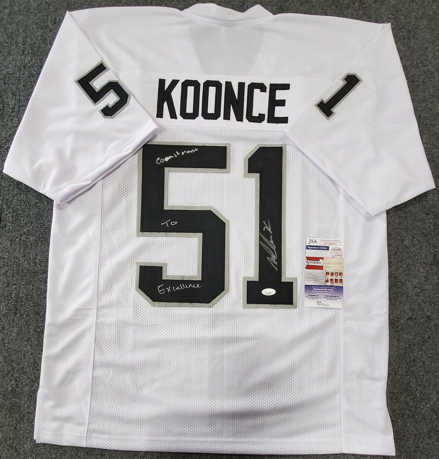 Las Vegas Raiders Malcolm Koonce Autographed Inscribed Jersey Jsa Coa