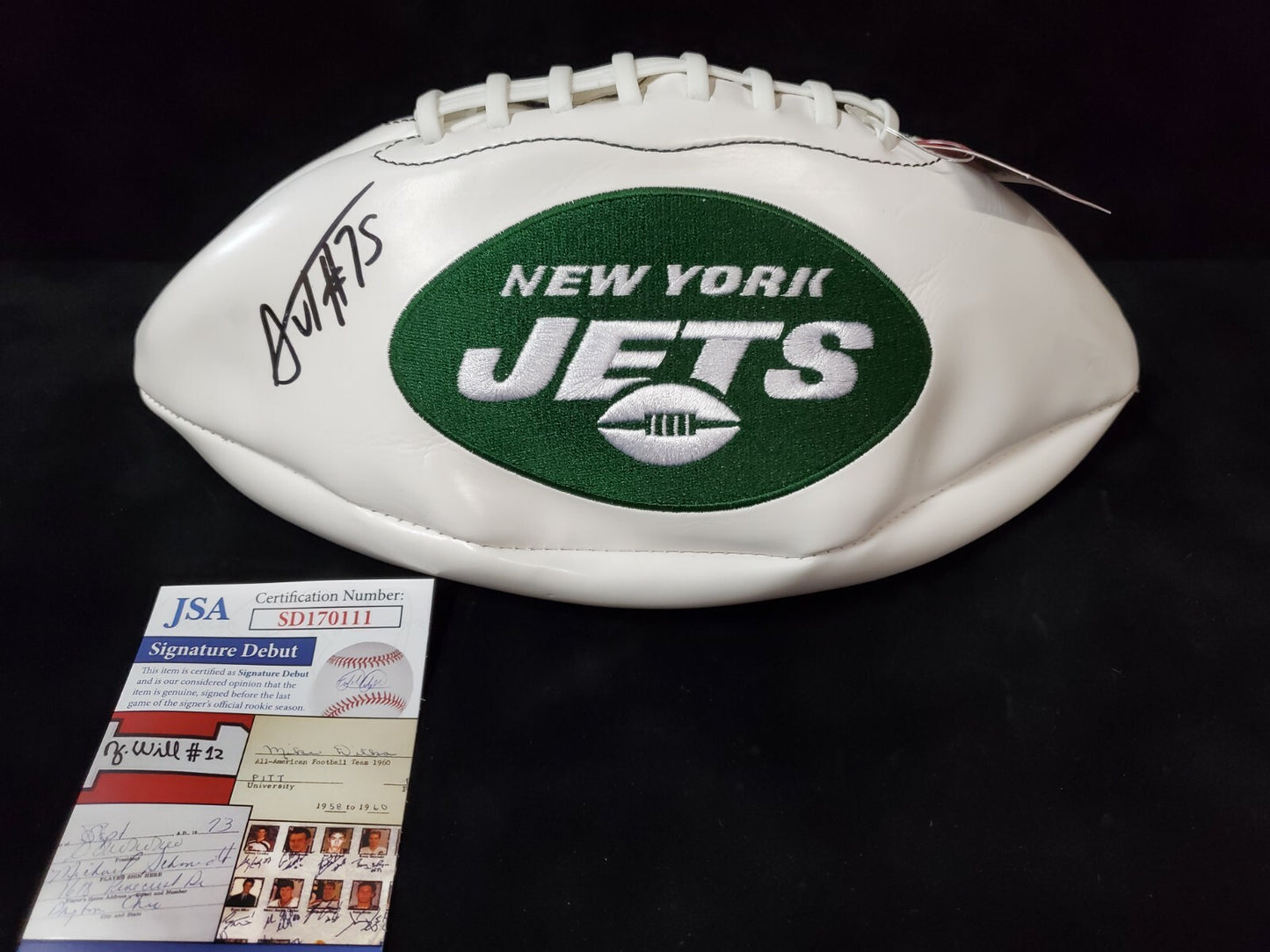 N.Y. Jets Alijah Vera-Tucker Autographed Signed Logo Football Jsa Coa