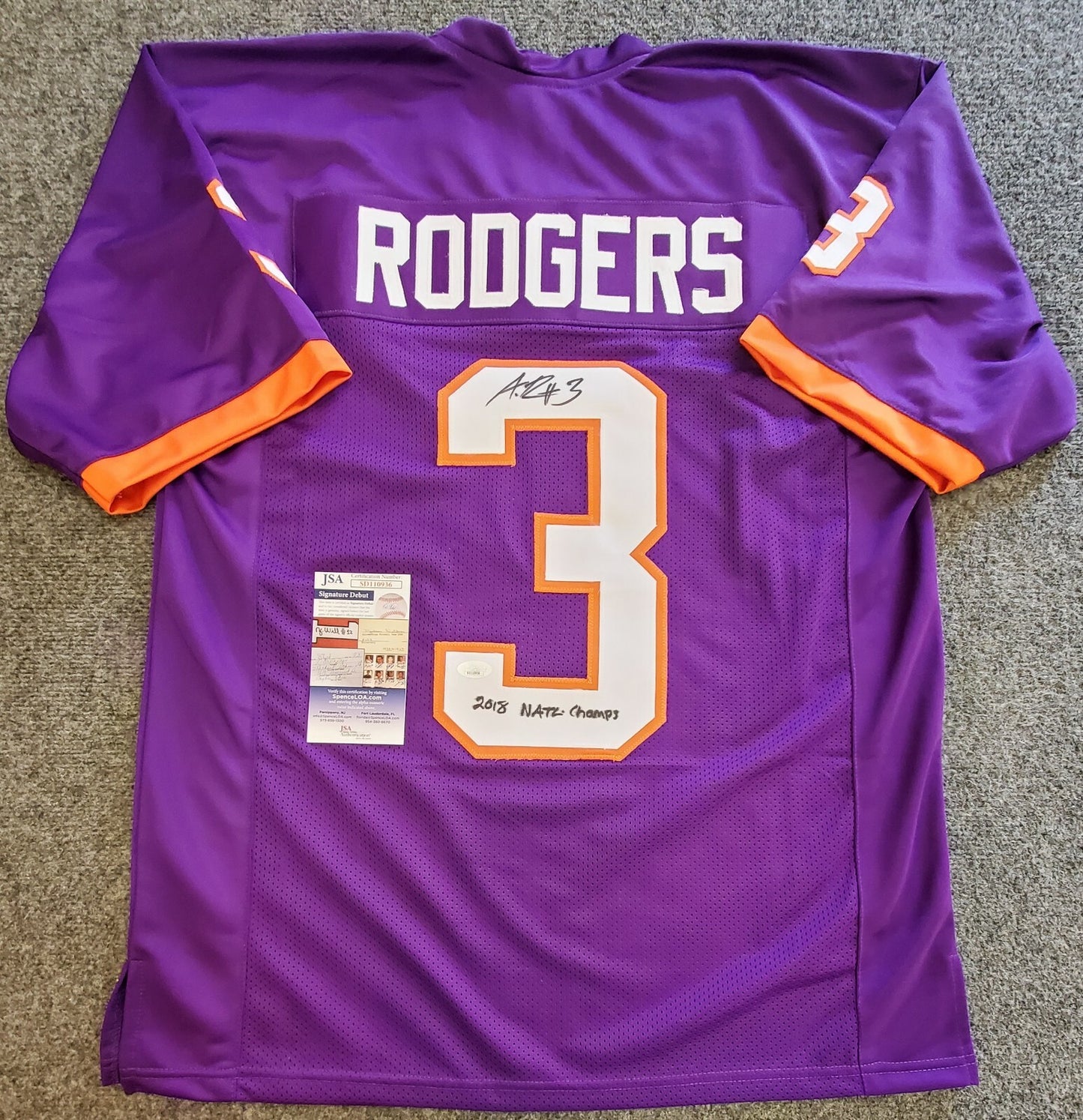 Clemson Tigers Amari Rodgers Autographed Signed Inscribed Jersey Jsa  Coa