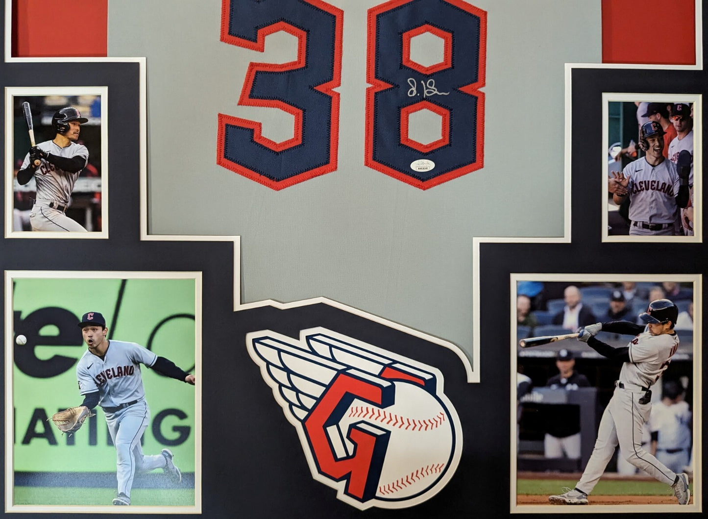 Framed Cleveland Guardians Steven Kwan Autographed Signed Jersey Jsa Coa