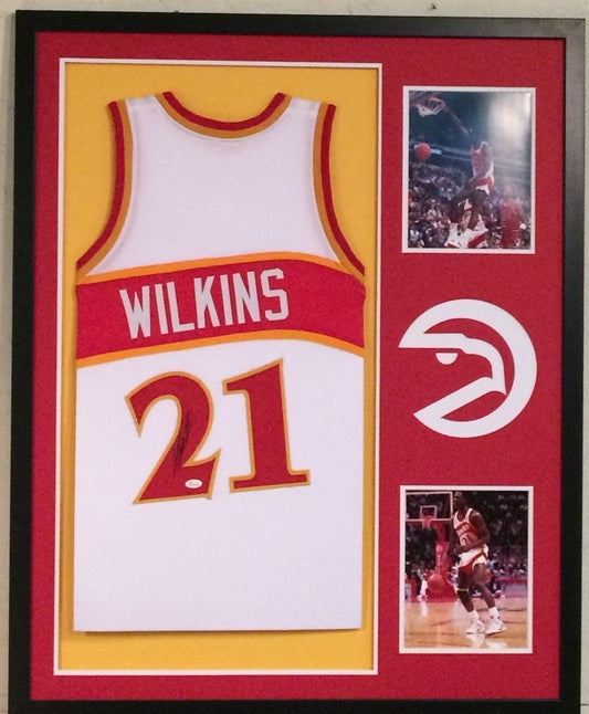 Framed Dominique Wilkins Autographed Signed Atlanta Hawks Jersey Jsa Coa