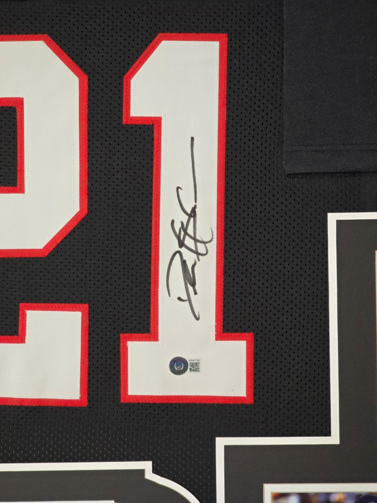 Framed Atlanta Falcons Deion Sanders Autographed Jersey Beckett Holo