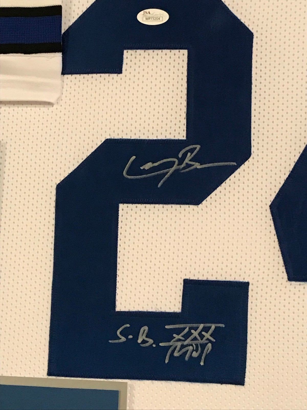 Framed Dallas Cowboys Larry Brown Autographed Signed Inscribed Jersey Jsa Coa