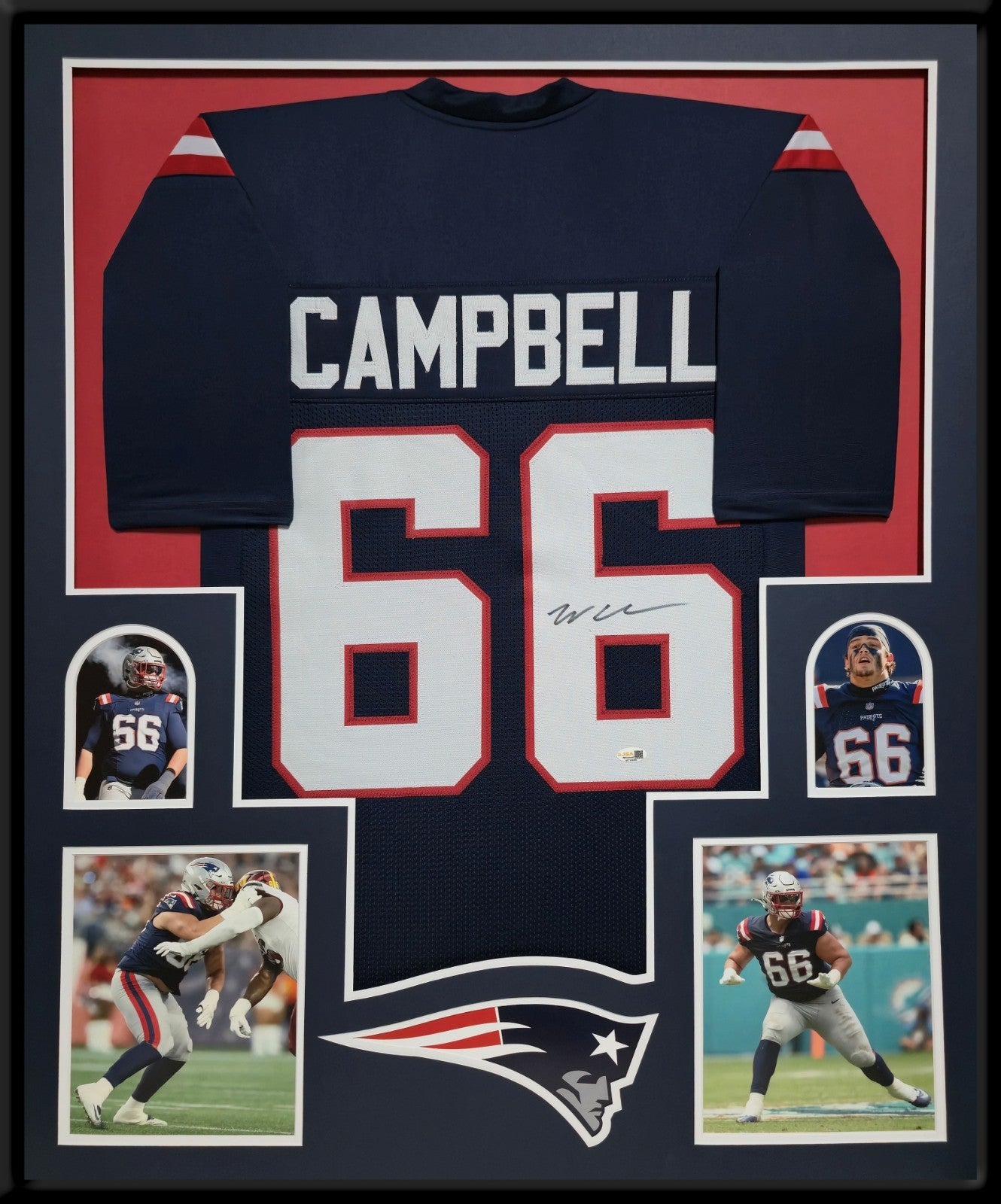 Framed New England Patriots Will Campbell Autographed Signed Jersey Jsa Coa