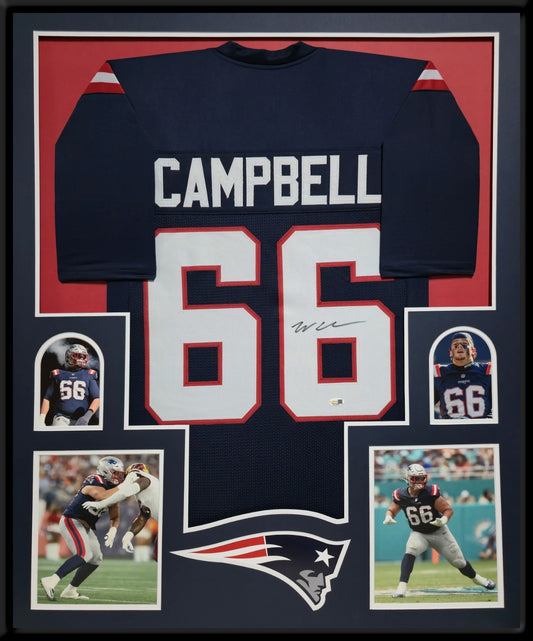 Framed New England Patriots Will Campbell Autographed Signed Jersey Jsa Coa