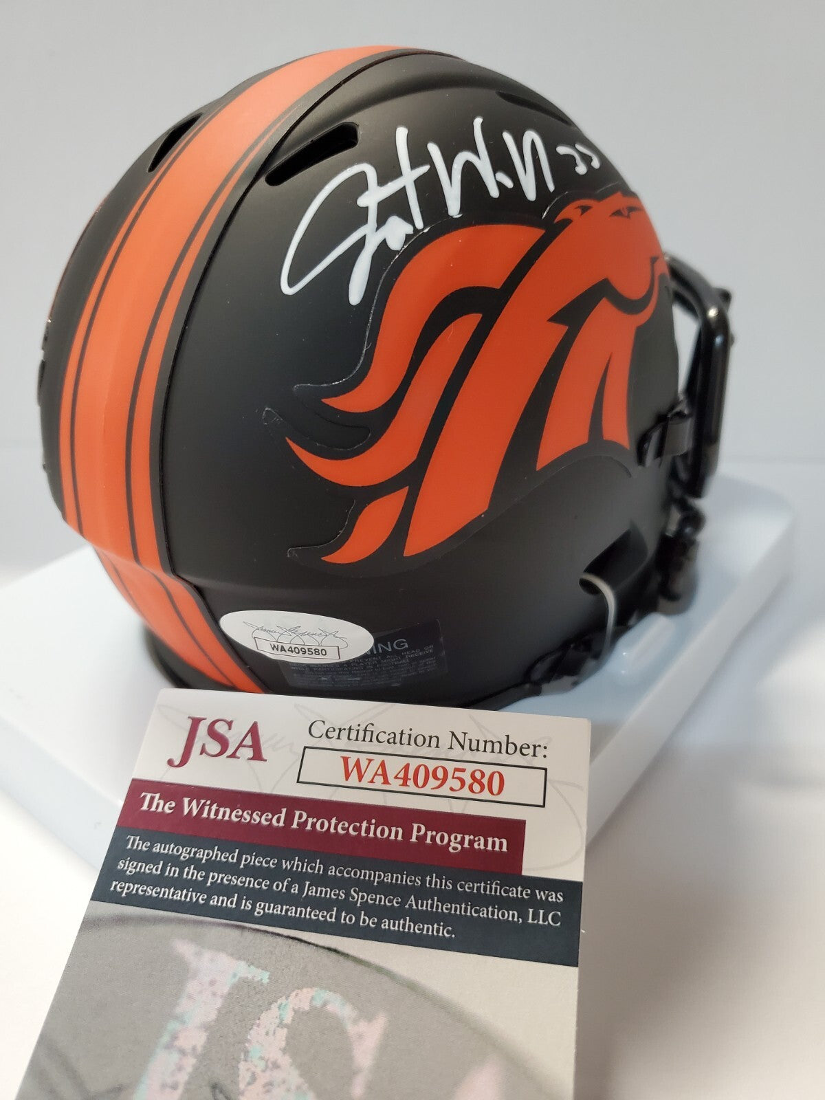 Denver Broncos Javonte Williams Signed Eclipse Mini Helmet Jsa Coa