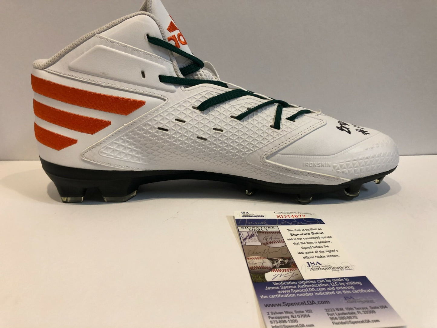 Miami Hurricanes Greg Rousseau Autographed Signed Adidas Cleat Jsa Coa