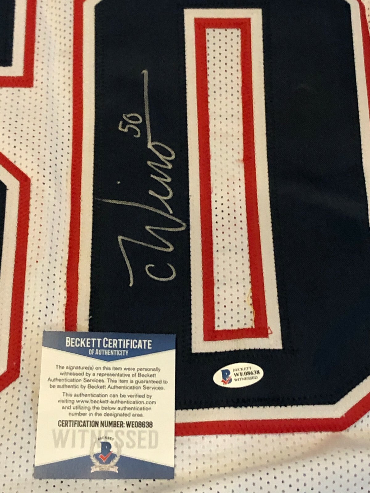 New England Patriots Chase Winovich Autographed Signed Jersey Beckett Coa