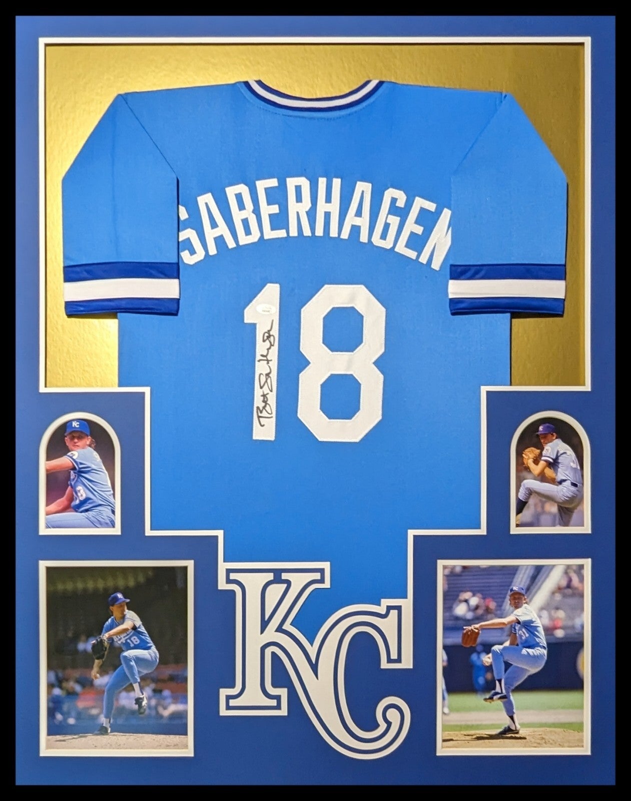 Framed Kansas City Royals Bret Saberhagen Autographed Signed Jersey Jsa Coa
