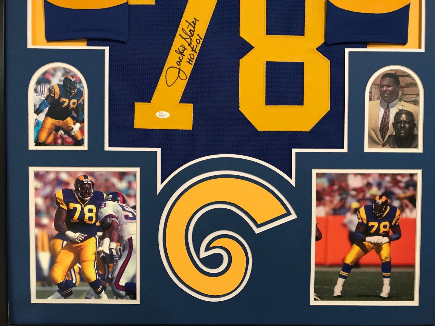 Framed Jackie Slater Autographed Signed Inscribed L.A. Rams Jersey Jsa Coa