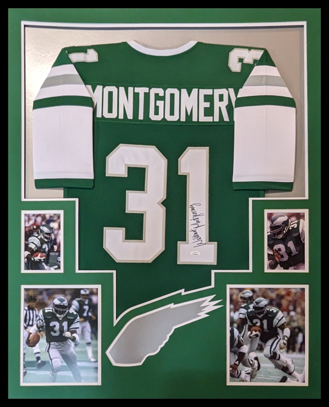 Framed Philadelphia Eagles Wilbert Montgomery Autographed Jersey Jsa Coa