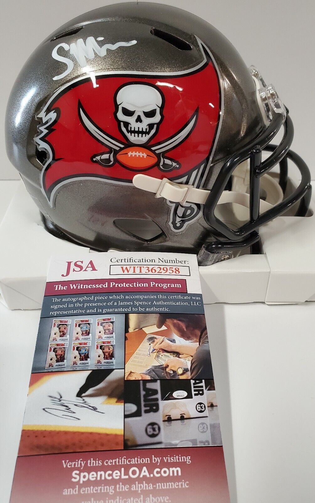 MVP Authentics Scotty Miller Autographed Signed Tampa Bay Buccaneers Mini Helmet Jsa Coa 134.10 sports jersey framing , jersey framing