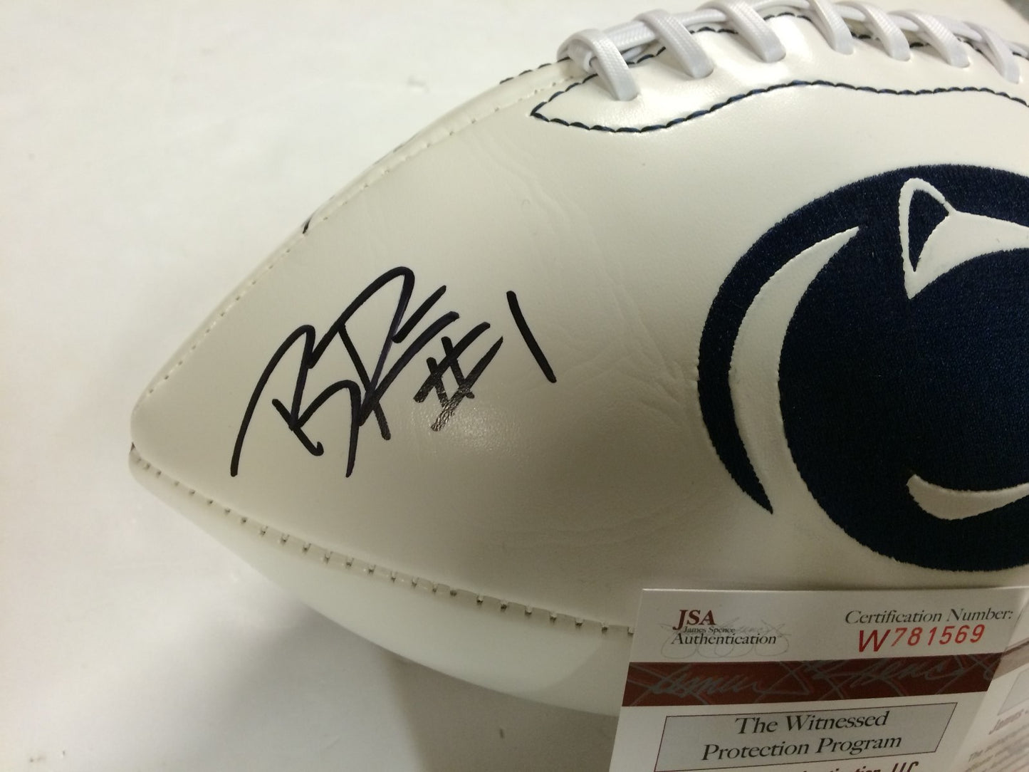 Bill Belton, Zach Zwinak Signed Inscribed Penn State Logo Football Jsa  Coa