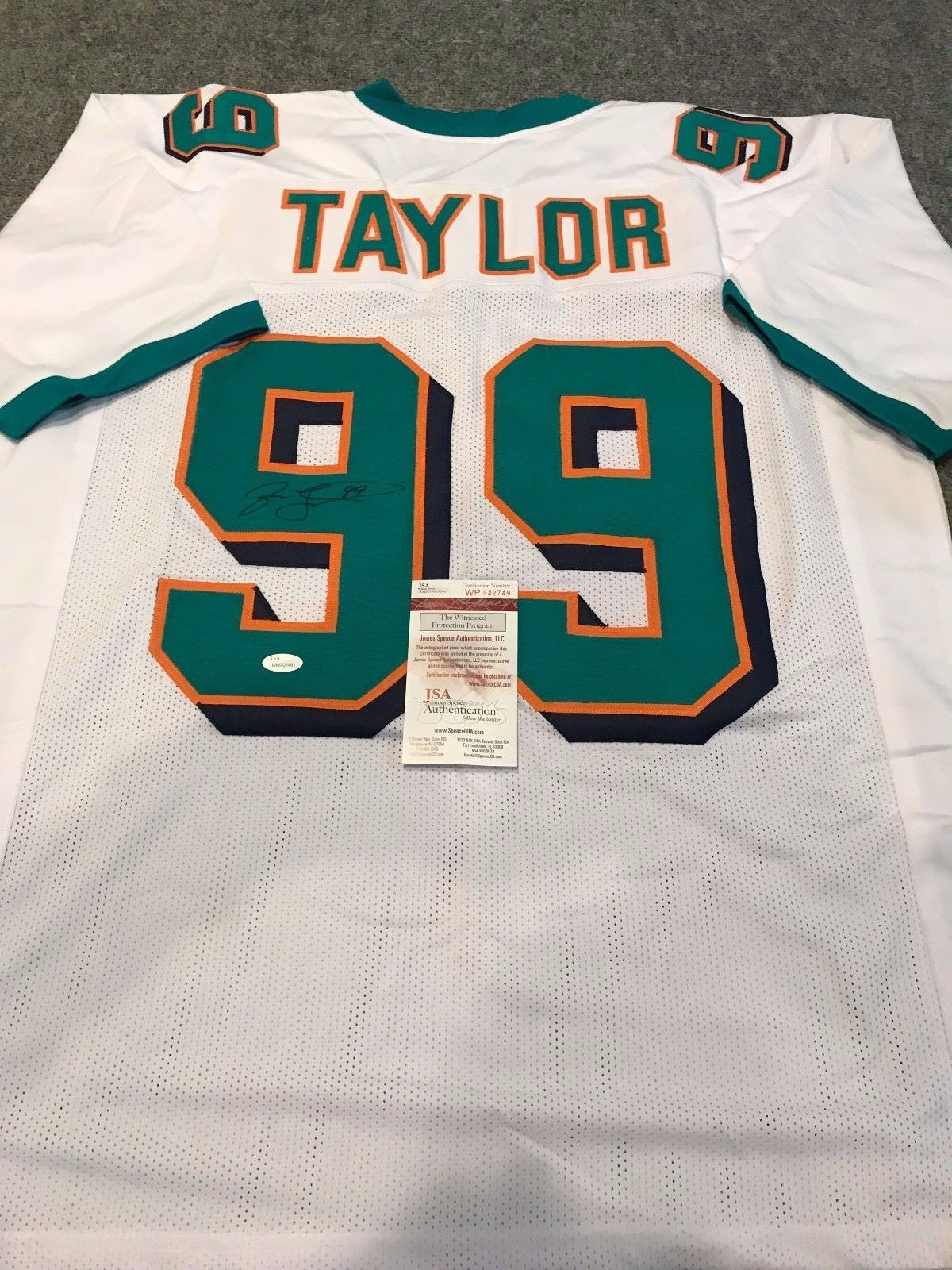 Jason Taylor Autographed Signed Miami Dolphins Jersey Jsa  Coa