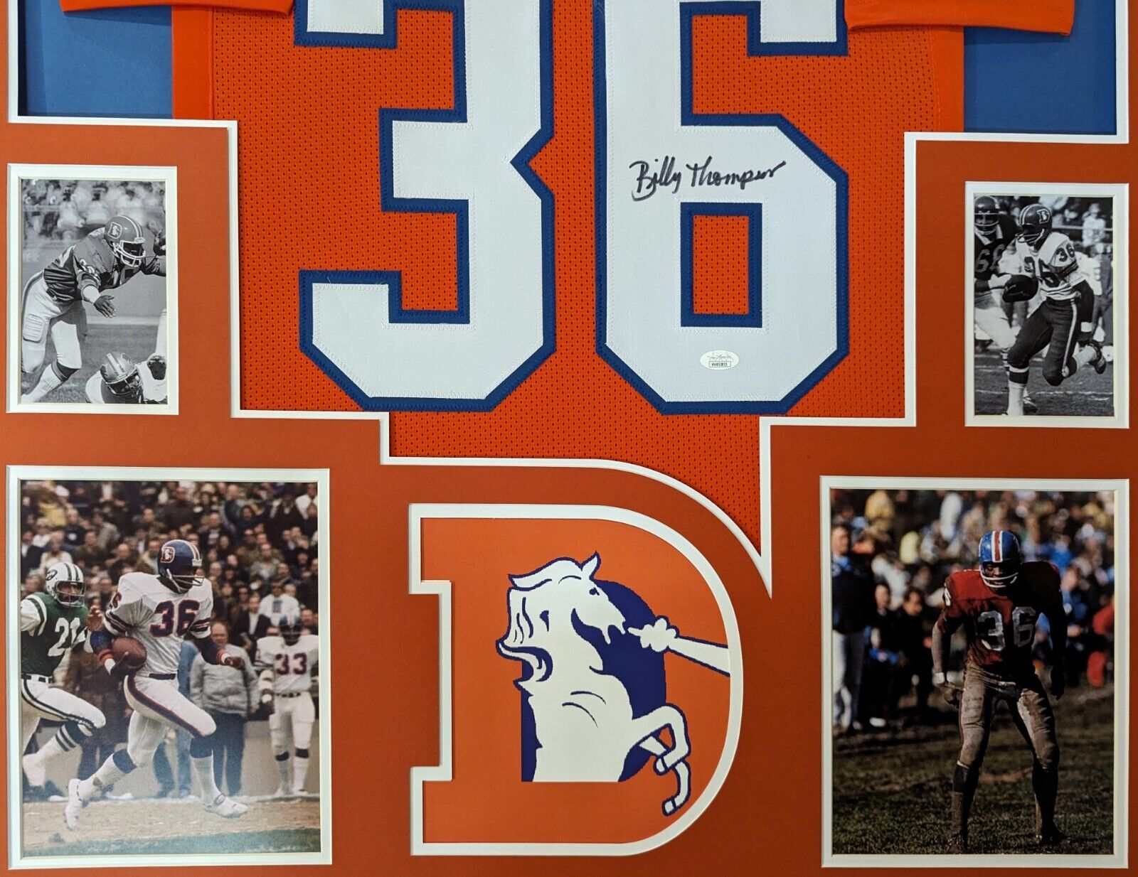 MVP Authentics Framed Denver Broncos Billy Thompson Autographed Signed Jersey Jsa Coa 450 sports jersey framing , jersey framing
