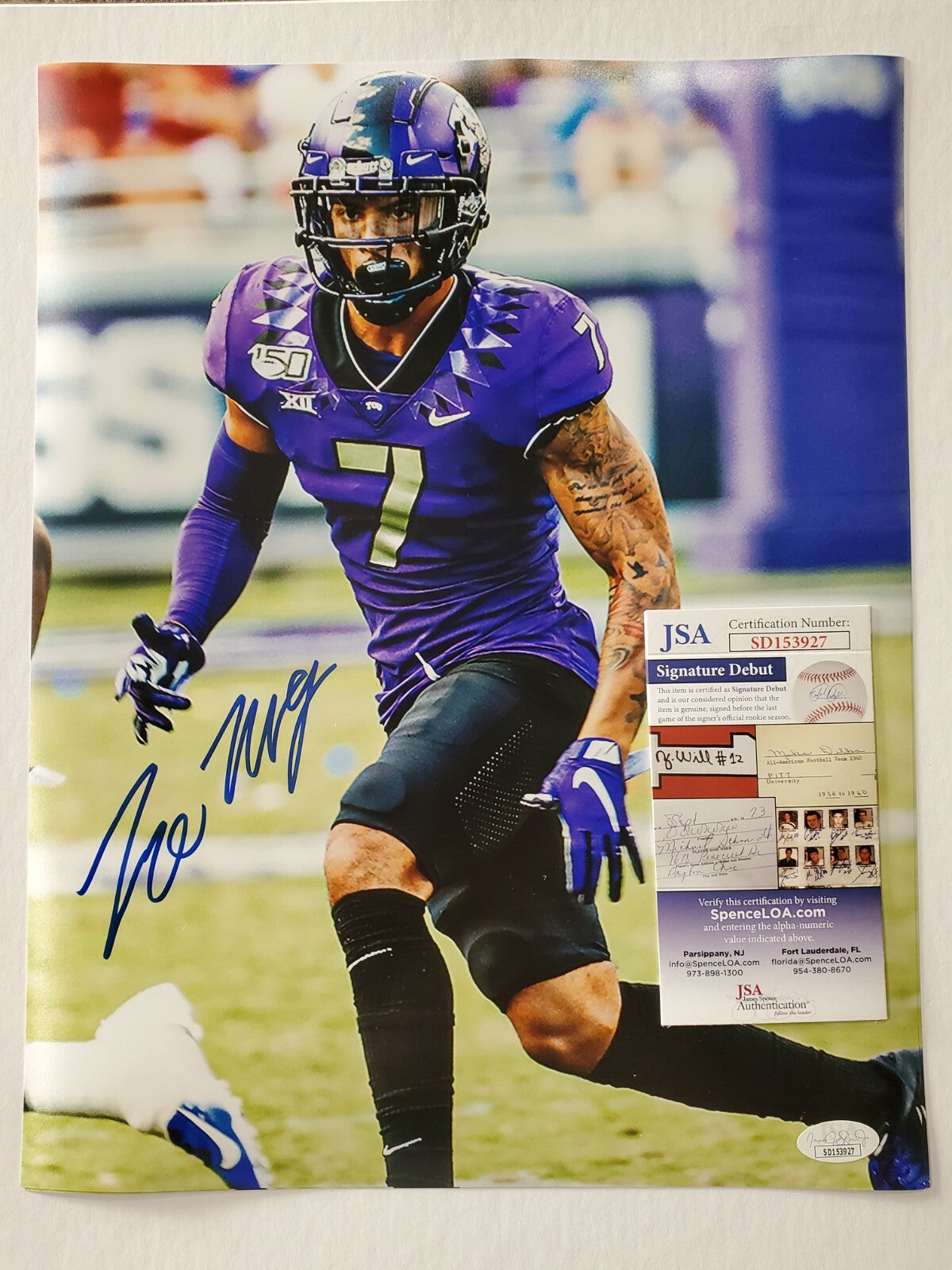 Tcu Horned Frogs Tre'von Moehrig Autographed Signed 11X14 Photo Jsa Coa