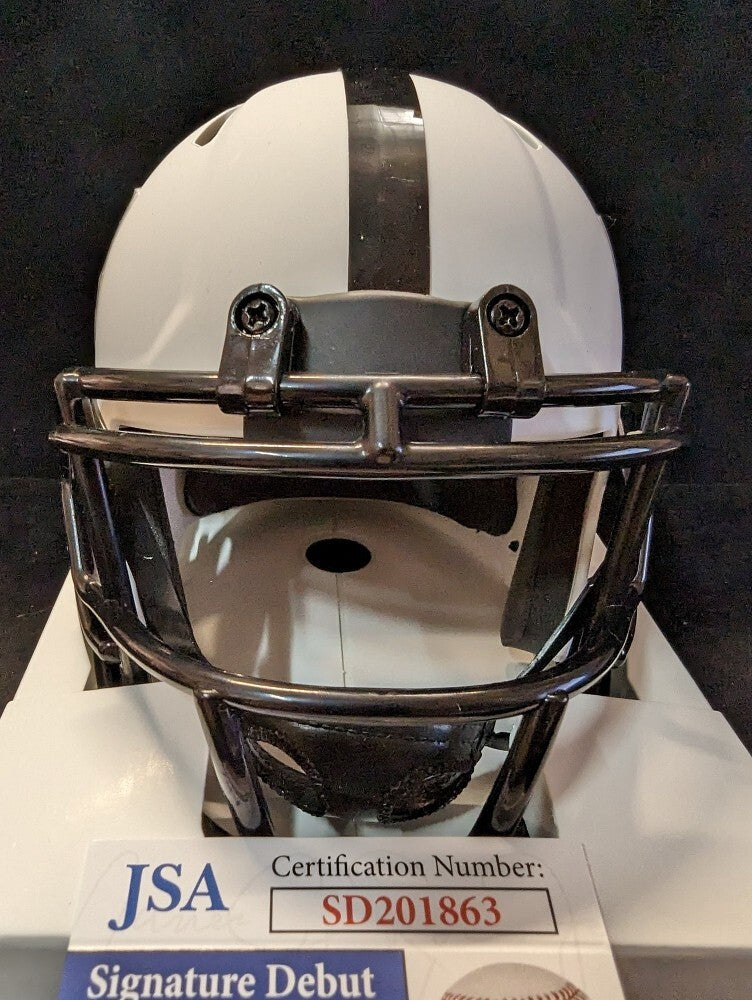 Las Vegas Raiders Chris Smith Autographed Signed Lunar Mini Helmet Jsa Coa Blk