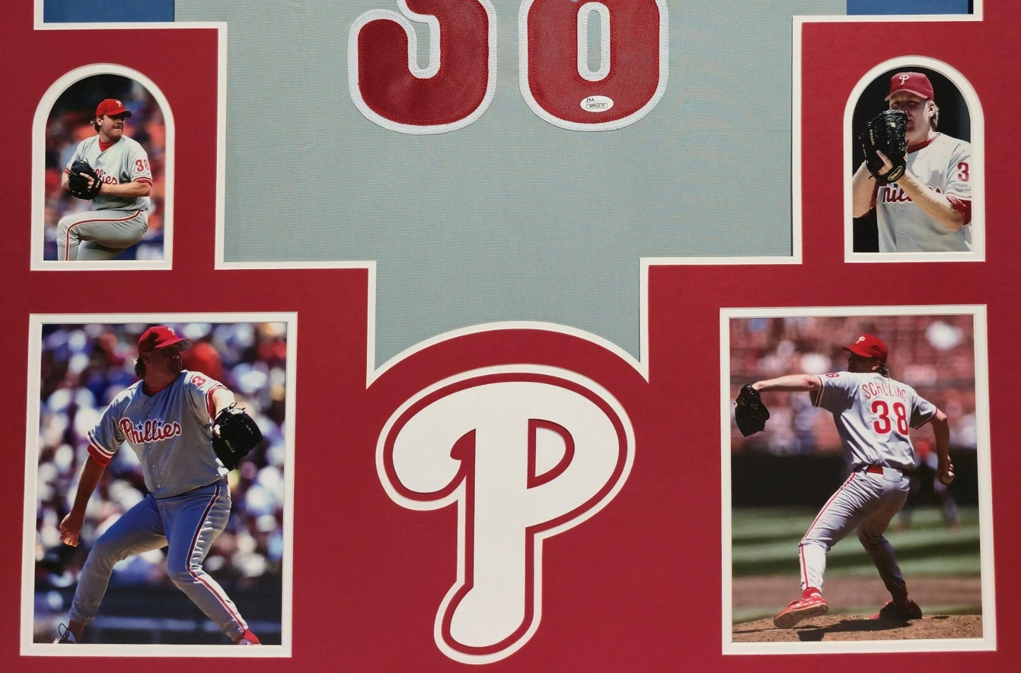 Framed Philadelphia Phillies Curt Schilling Autographed Signed Jersey Jsa Coa