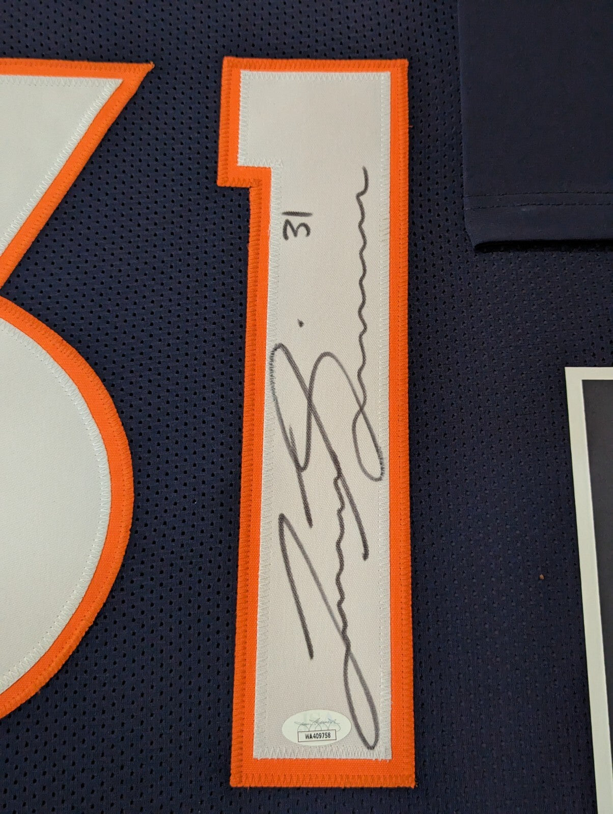 Framed Denver Broncos Justin Simmons Autographed Signed Jersey Jsa Coa