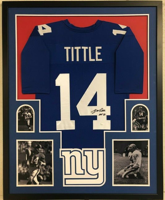 Framed New York Giants Y.A. Tittle Autographed Signed Inscribed Jersey Jsa Coa