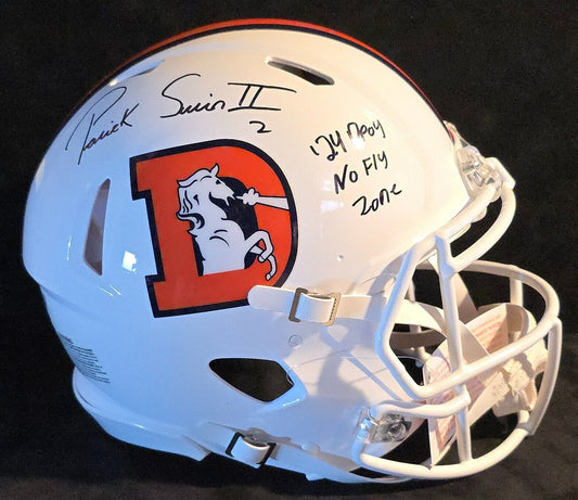 Denver Broncos Pat Surtain Ii Signed 2X Insc Authentic Full Size Helmet Beckett