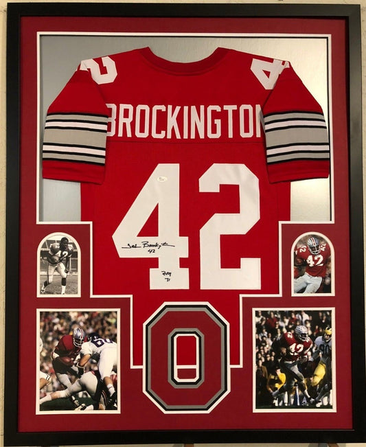 Framed Ohio State Buckeyes John Brockington Autographed Signed Jersey Jsa Coa